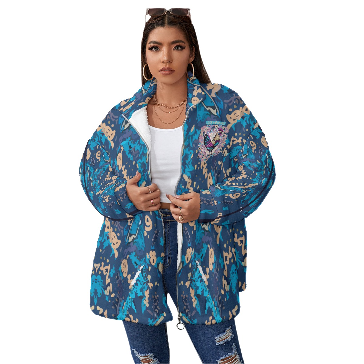 Unisex Borg Fleece Collar Coat With Zipper - Lucky Chook