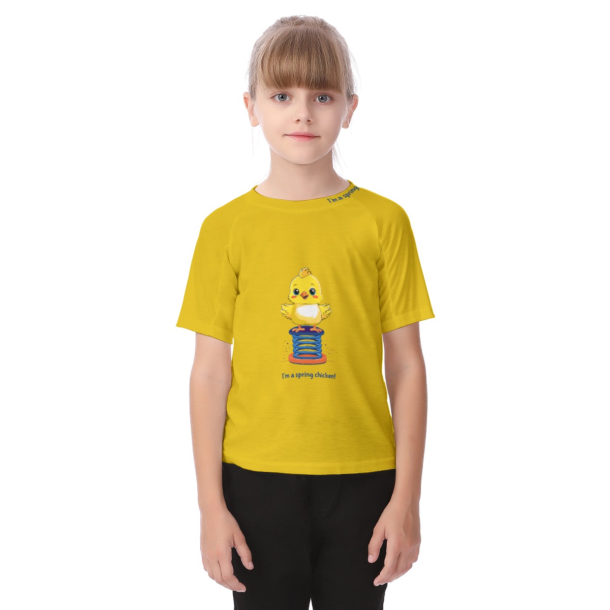 Unisex Kid's Raglan Sleeve T-shirt - I'm a Spring Chicken